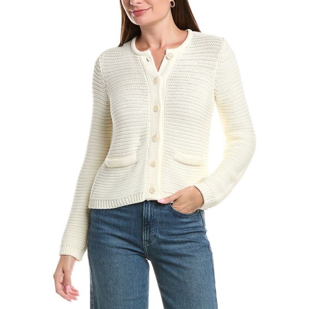 Michael Stars Womens  Kaden Crewneck Cardigan, Ivory